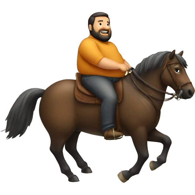 Fat man with beard riding horse emoji