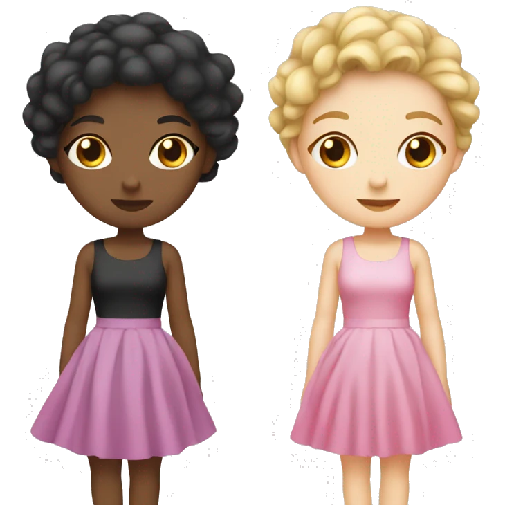 two white girls in pink dress and in black dress emoji