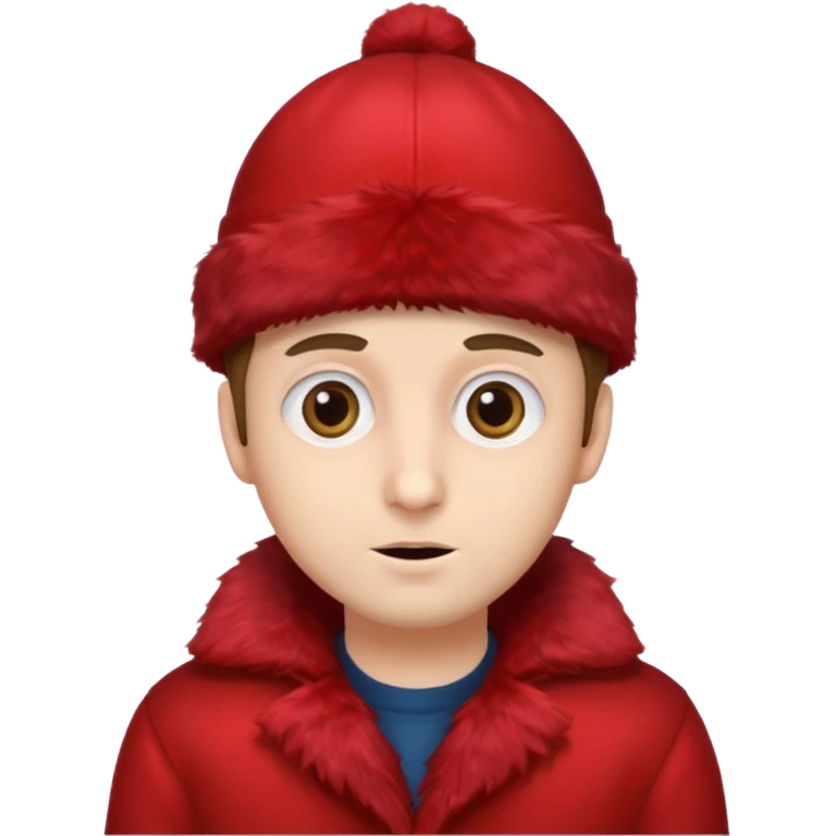 Мужчина с большими глазами и красном шапке на красном фуре emoji