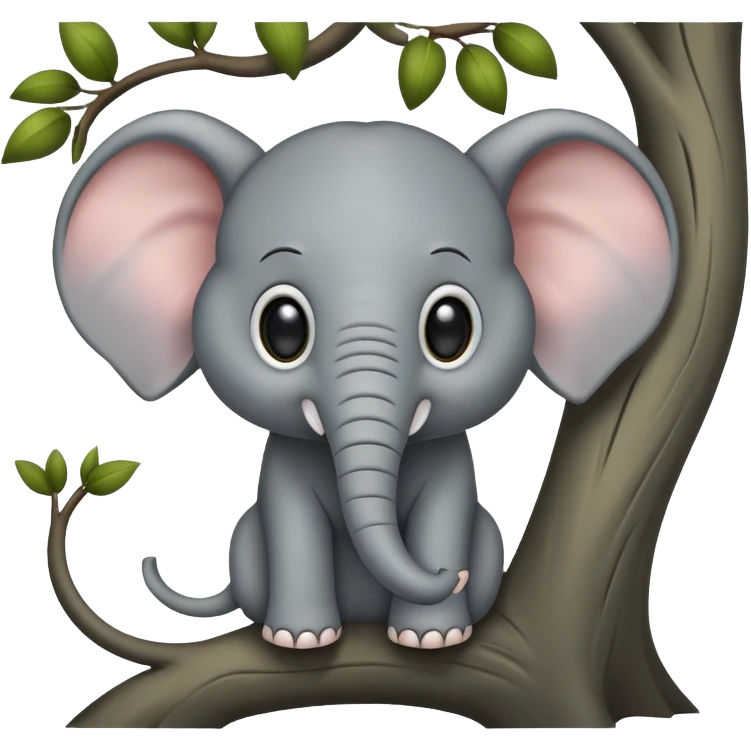 Elephant hiding in tree from mouse, mouse is evil emoji