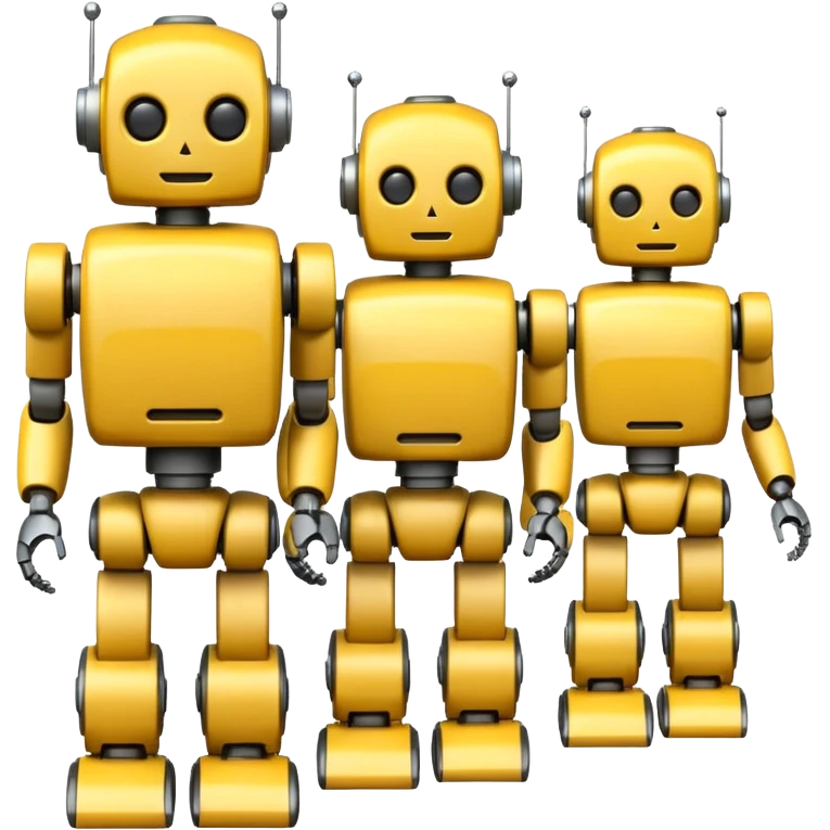 AI robots marching, yellow emoji
