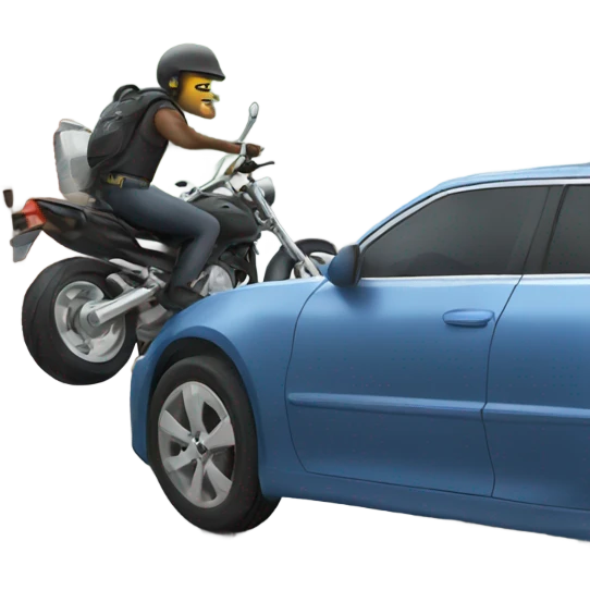 Biker hitting a car door emoji
