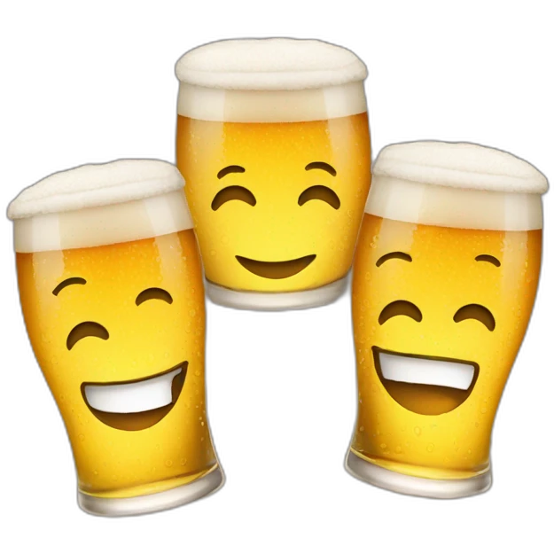 Three smiling glasses of beer emojis emoji