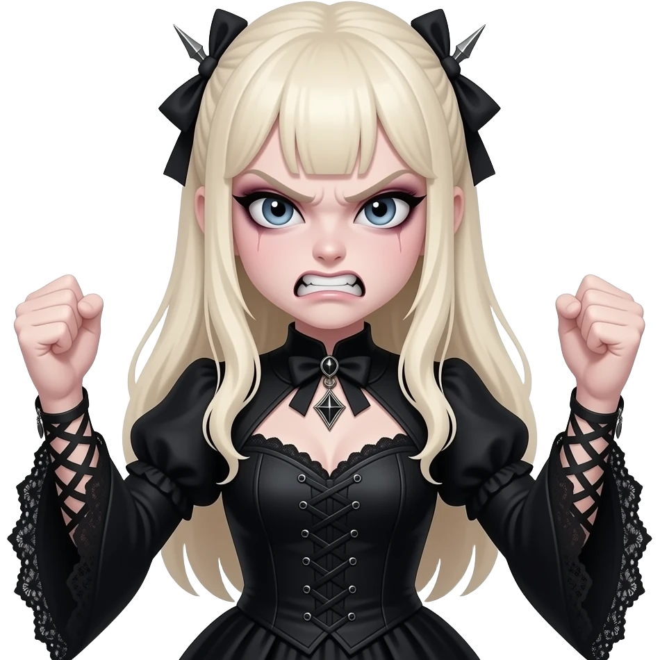 Angry creming gothic dark girl throwing tantrum emoji