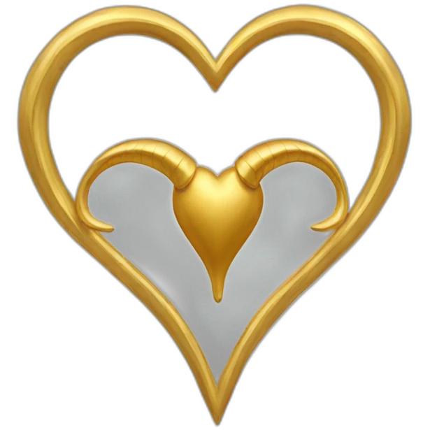 Gold heart frame with horns and tail emoji