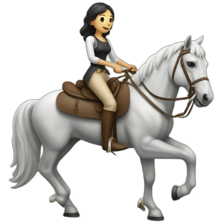 Women on a squeleton horse with a spare in his hand emoji
