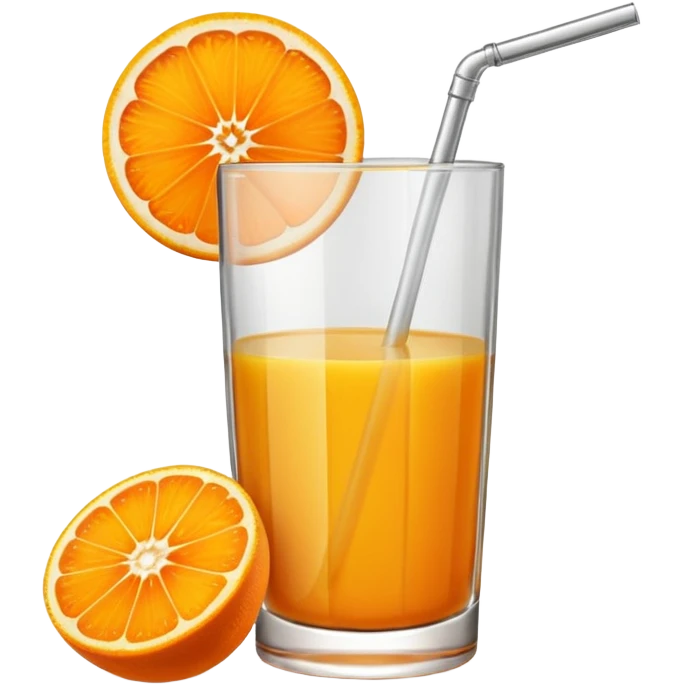 A glas of orange juice. Without a straw. With a slice of orange next to it on the bottom emoji