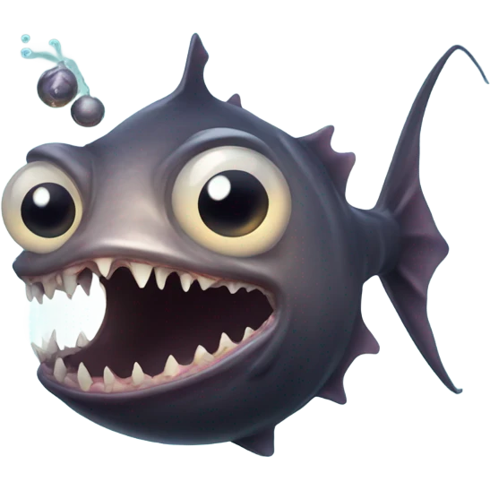 Anglerfish with glowing lure, sharp teeth, and big eyes. emoji