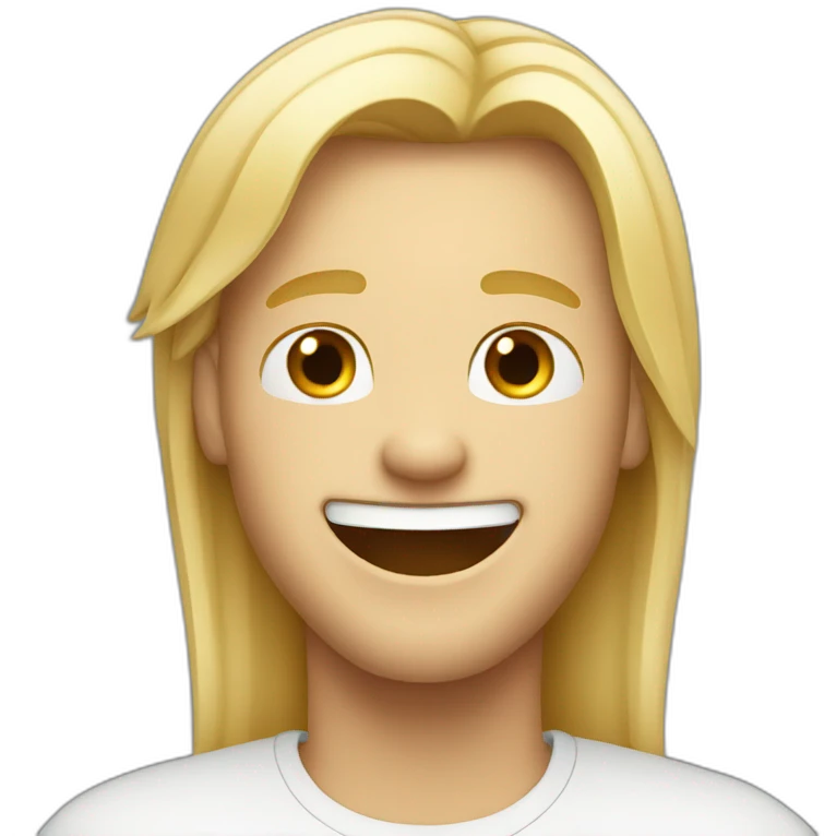 blonde long straight haired guy laughing emoji
