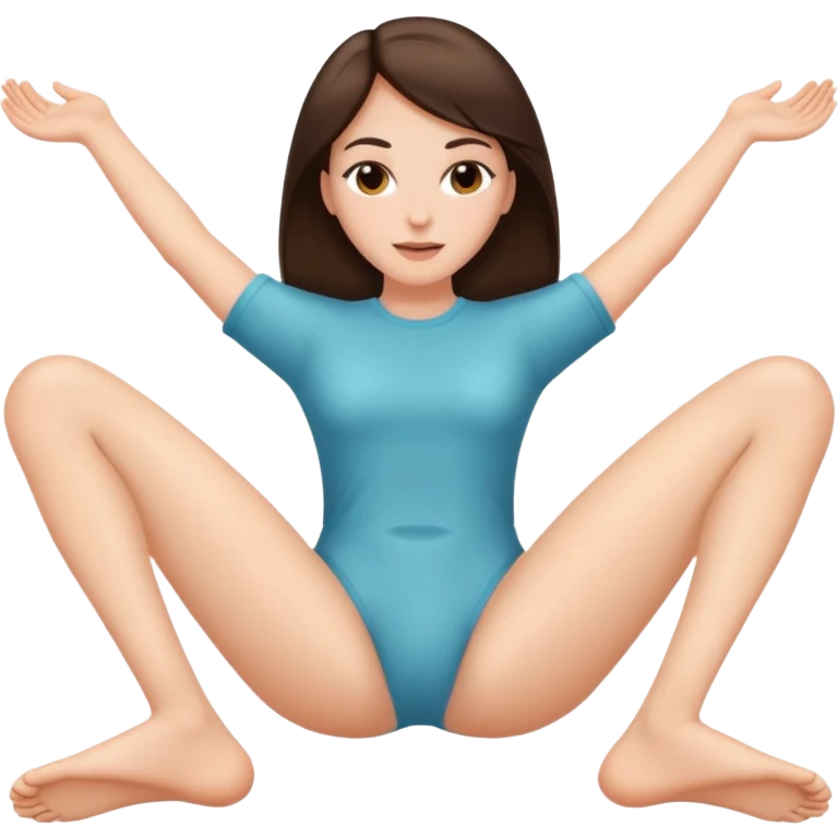 Naked brunette woman with straight hair, big ass lying on her back with her legs spread and her cunt close up  emoji
