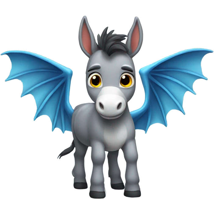 cute Donkey with blue dragon wings emoji