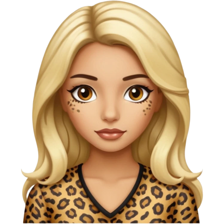 Leopard a girl with long blond hair and with latina make up  emoji