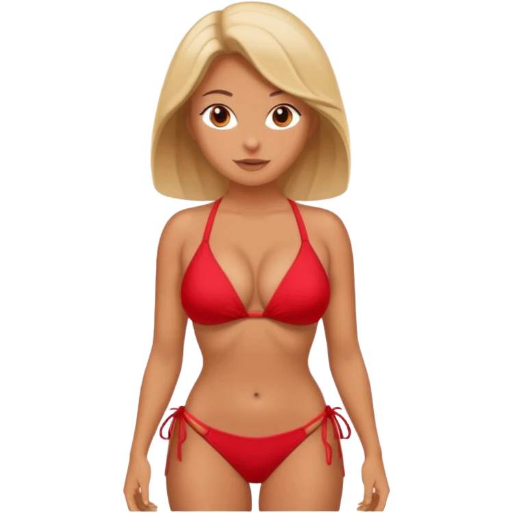 Lady with huge boobs, in a tight bikini, tanned emoji