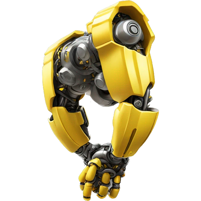Yellow mechanical cyborg bicep that’s flexing emoji