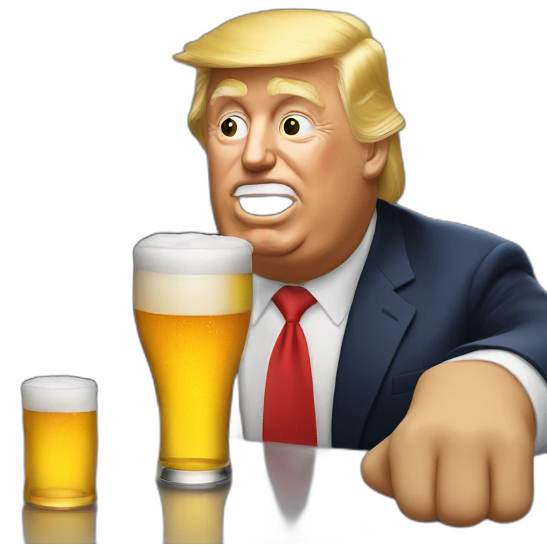 donald trump drinking beer emoji