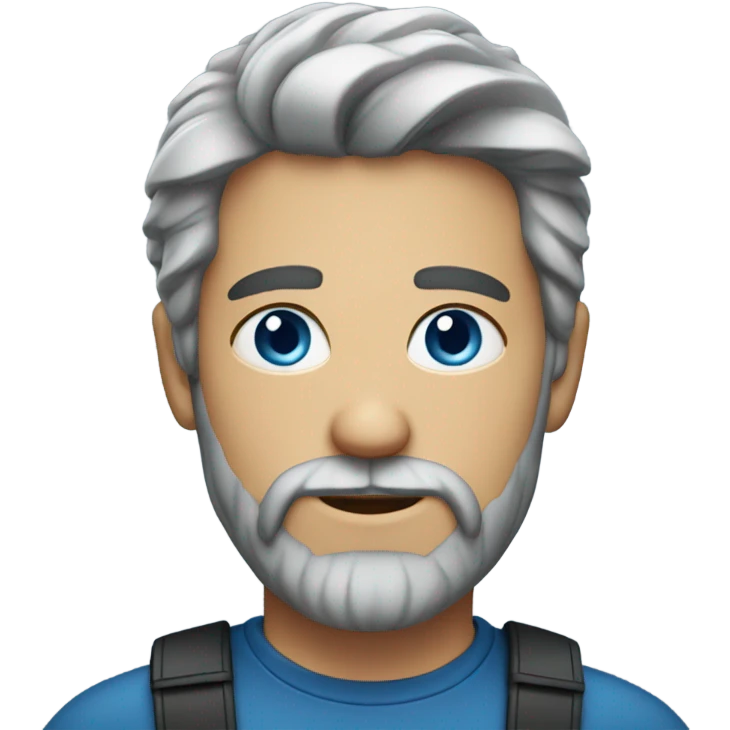 salt pepper hair, blue eyed male portrait with beard emoji