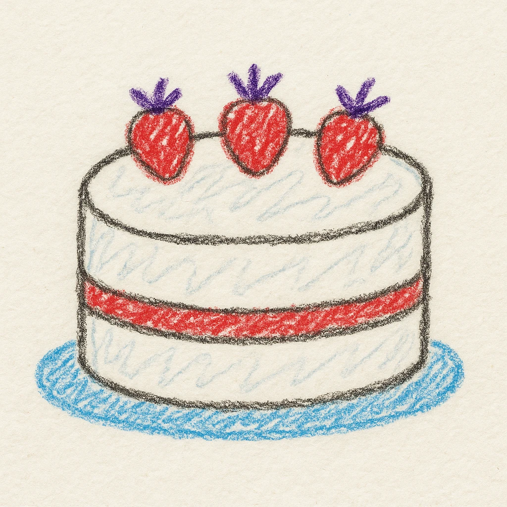 white cake with strawberries on top emoji