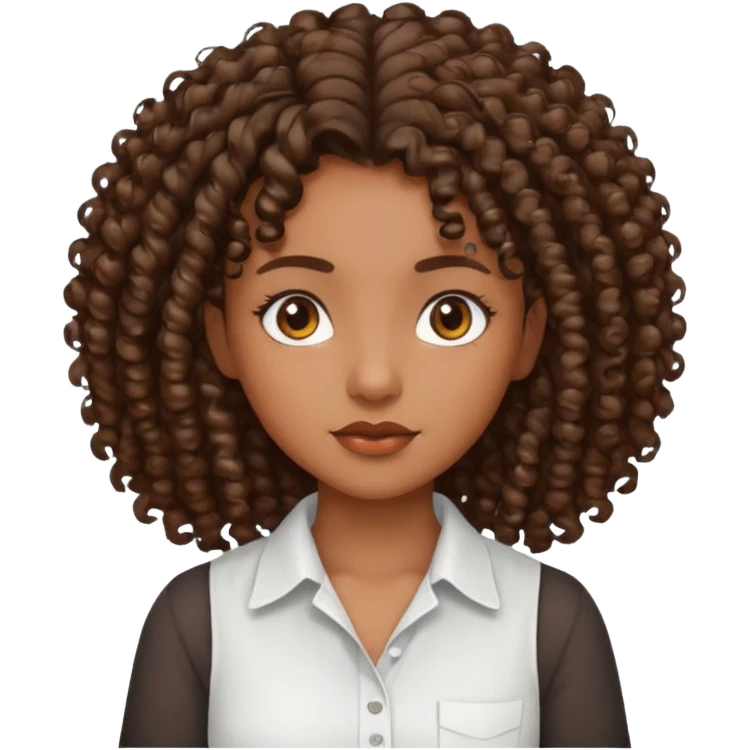 dark brown girl with curly hairs emoji
