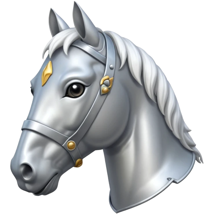 The face of a white realistic horse in armor emoji