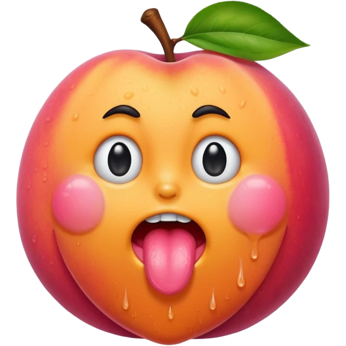 Peach sitting on licking tongue emoji