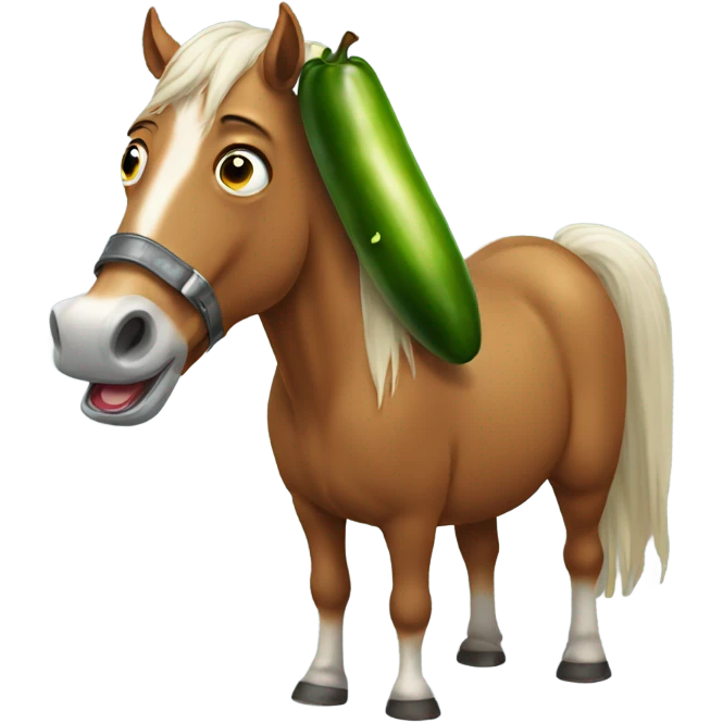 a horse crying holding a pickle  emoji