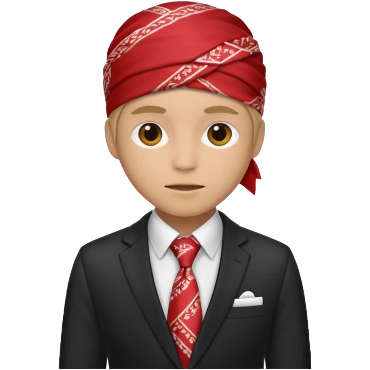 Character wearing a bandana and a suit emoji