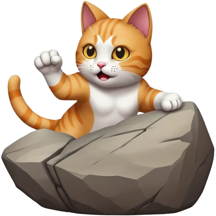 Cat punching rock emoji