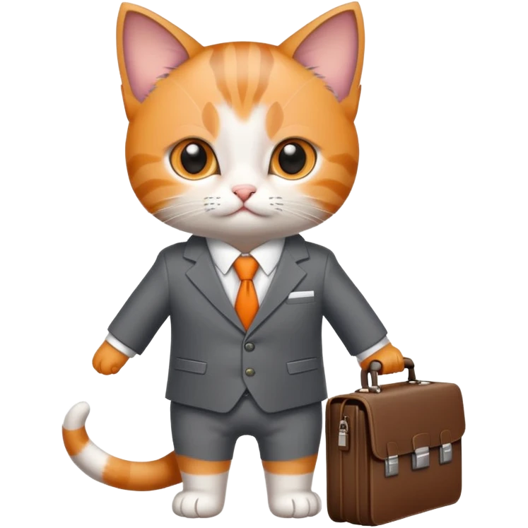 kitten in a suit holding a briefcase emoji