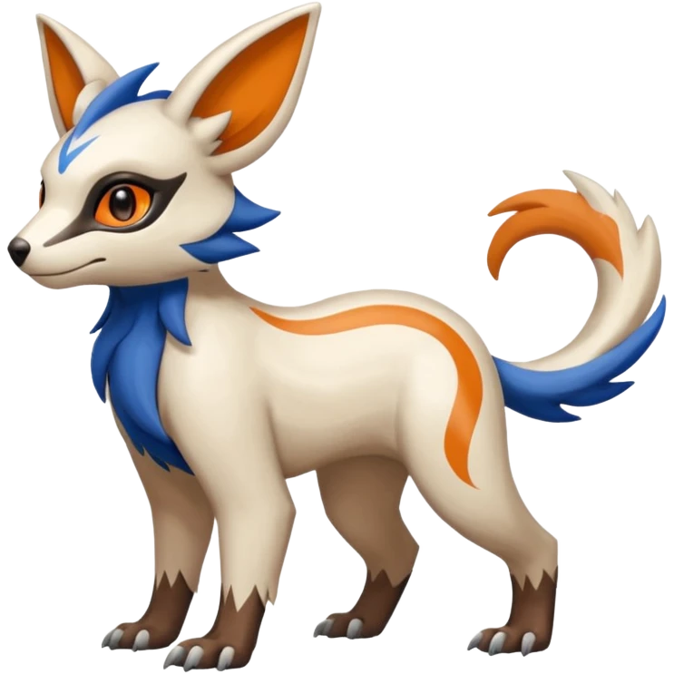 Shiny Brown with Beige, Orange, And Blue Linoone-Absol-Trico-Hybrid (Full body) emoji