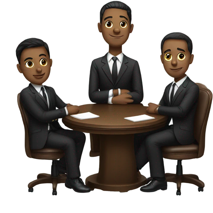 5 people in suits sitting at a table emoji