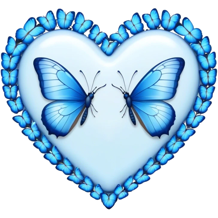 white heart with blue butterflies emoji