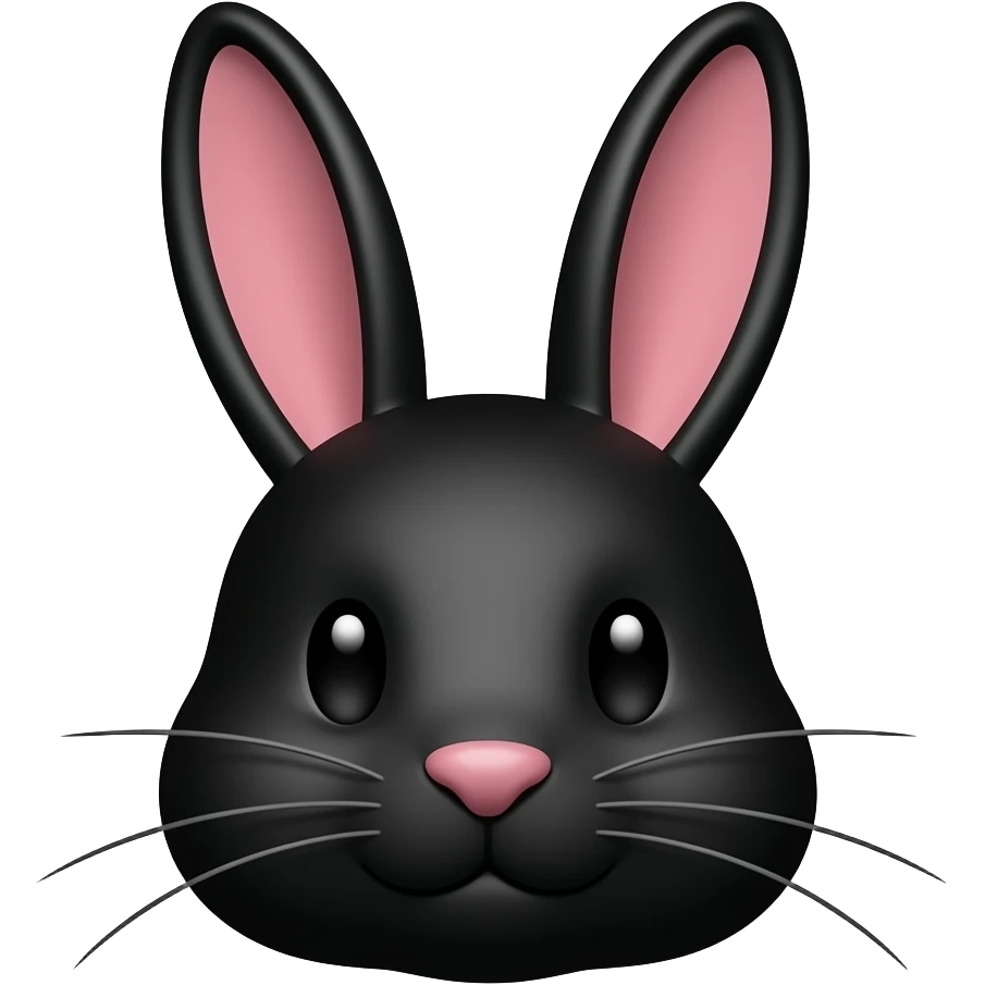 black rabbit front emoji with less pink features emoji