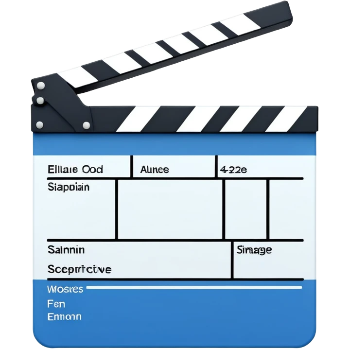 minimalist blue and white film clapperboard, geometric shapes only emoji