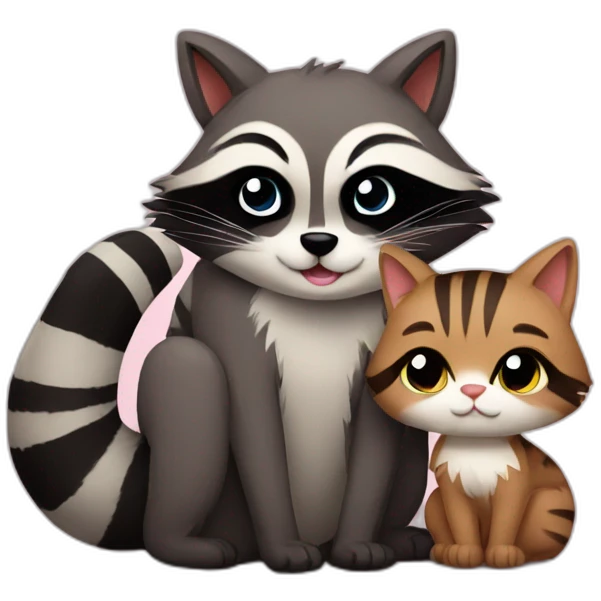 raccoon and cat love emoji