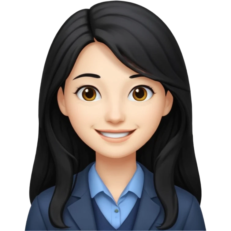 Profesora joven, sonrriente cabello negro y de pelo largo  emoji