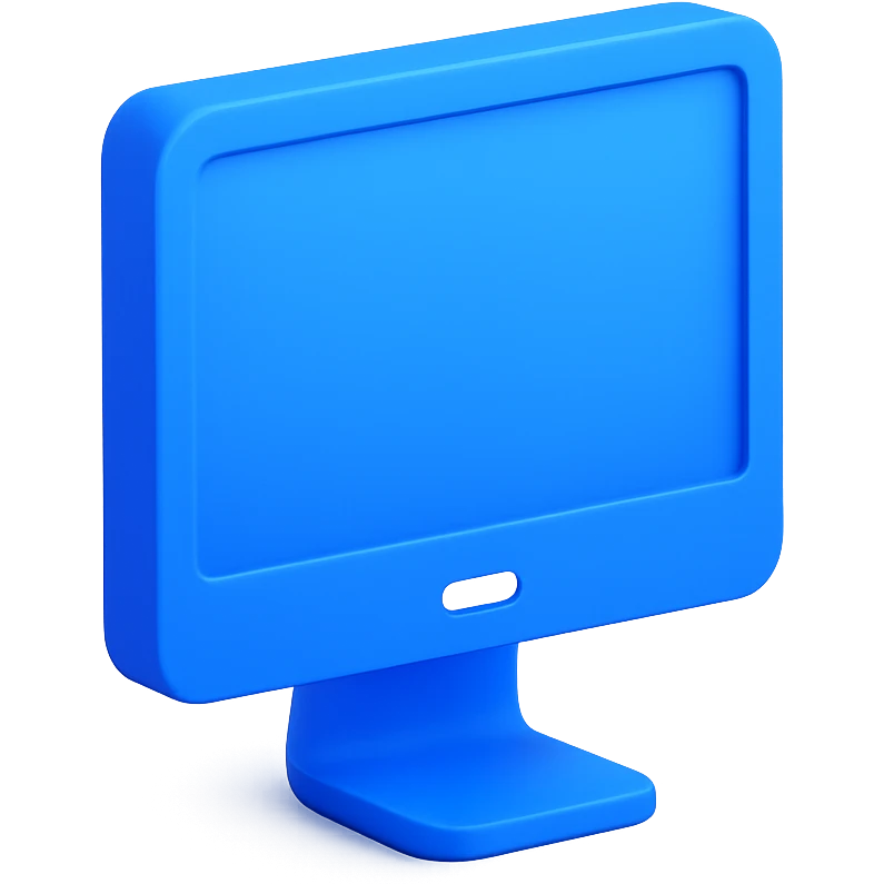 A 3D blue computer monitor. emoji