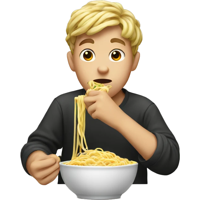 Boy eating noodles emoji