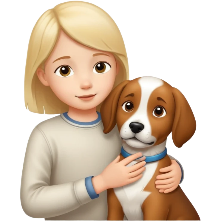 child gently petting a dog or cat, kind and friendly emoji