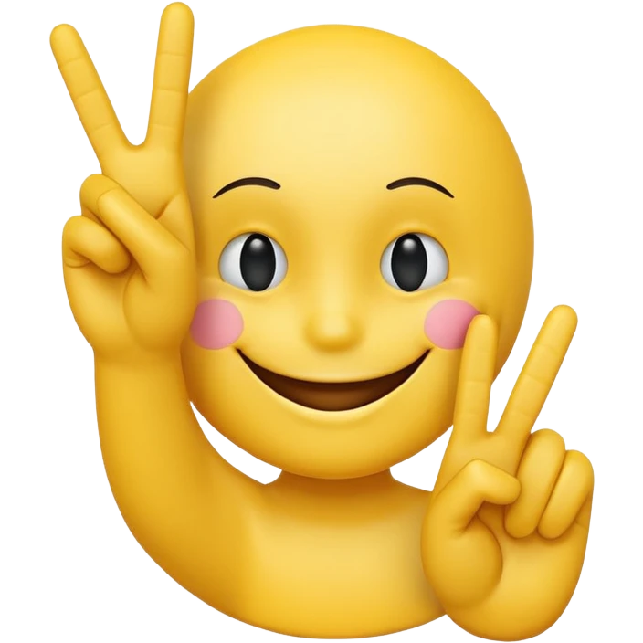 smiley face with fingers in a peace sign emoji
