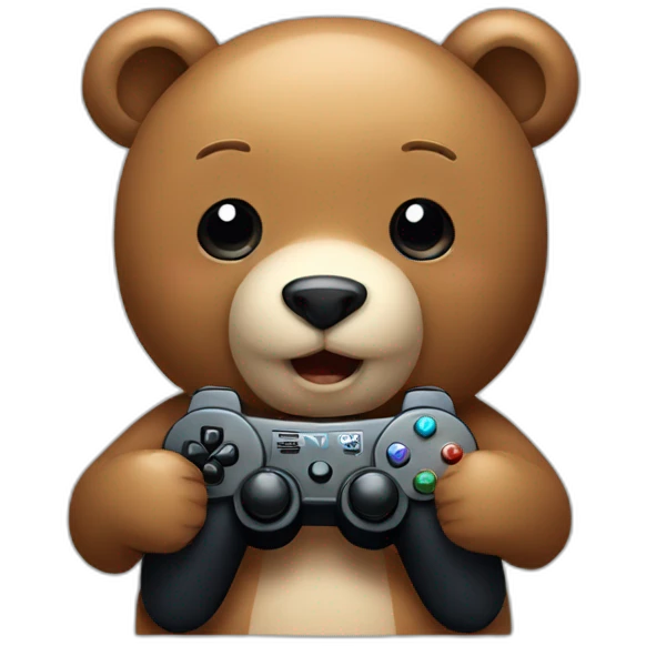 cute bear playing video games emoji