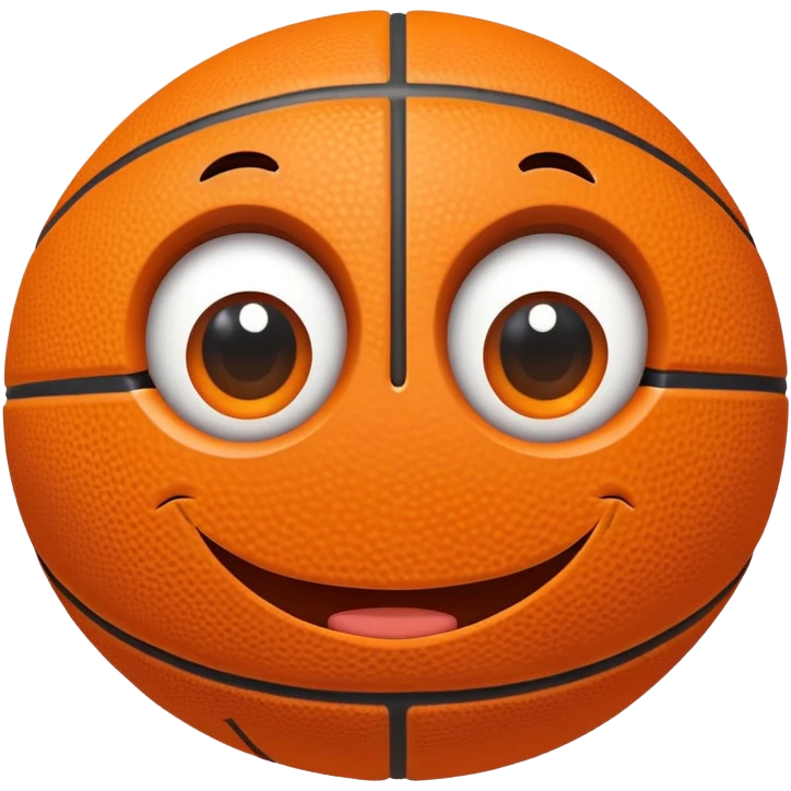 A basketball with a cute smiling face and big eyes emoji