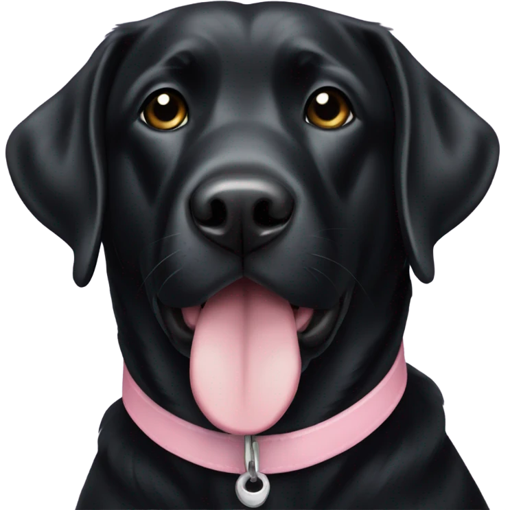 a black lab with a light pink collar emoji