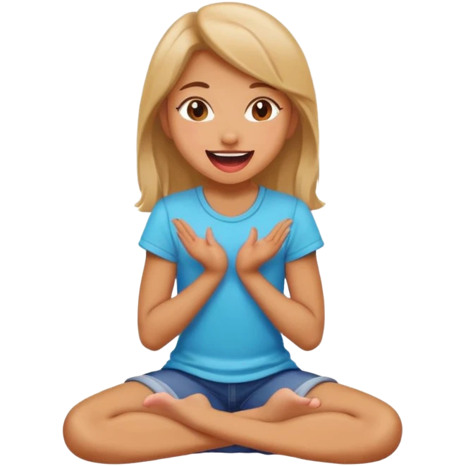 Girl sitting on knees sticking out tongue emoji