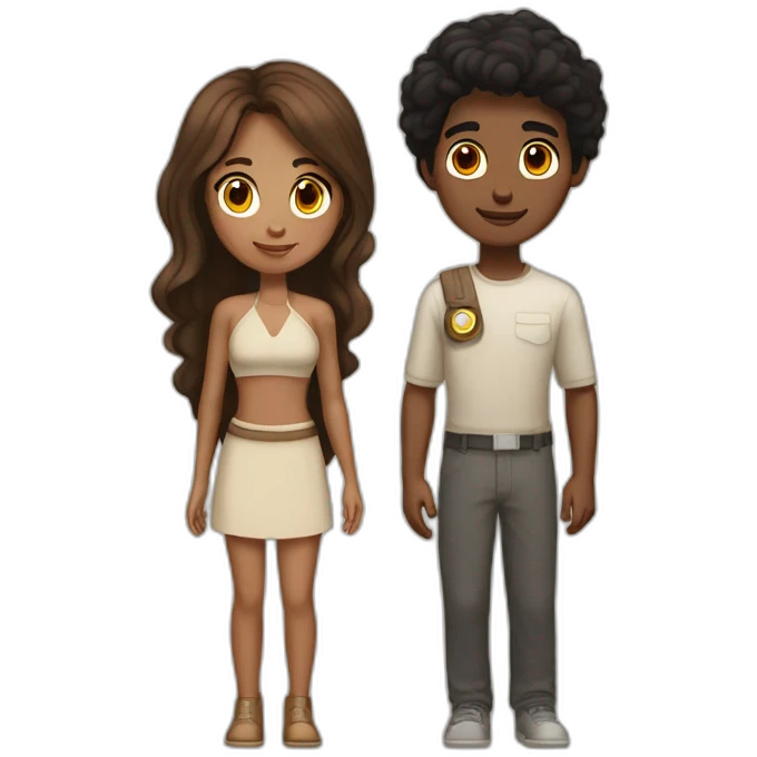 couple on mars girl has brown hair and white tan boy has black hair and white tan emoji