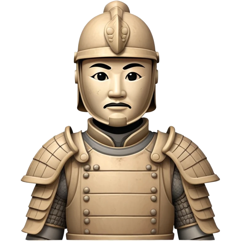 Ancient Chinese terracotta warrior statue with helmet and armor, archaeological artifact from China emoji