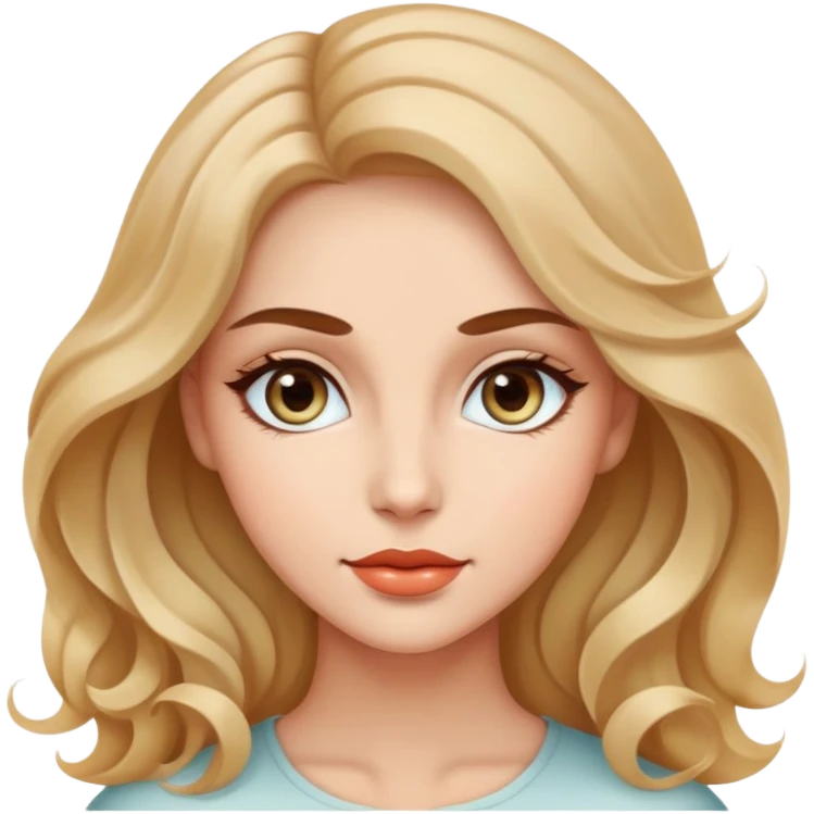 A beautiful woman with bright, expressive eyes, soft waves of hair, and a serene expression that exudes elegance and charm emoji