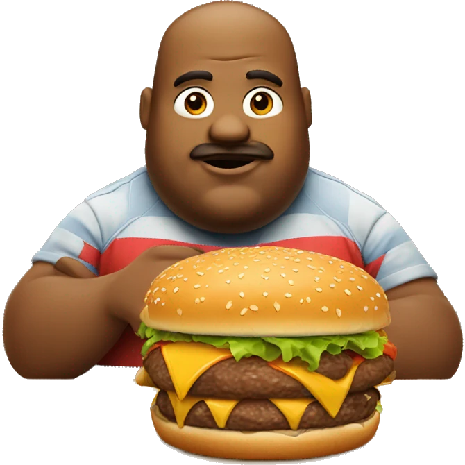 Fat man eating burger emoji