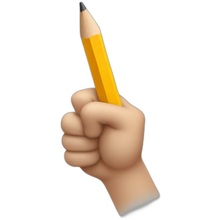 hand holding a big pencil in fist emoji