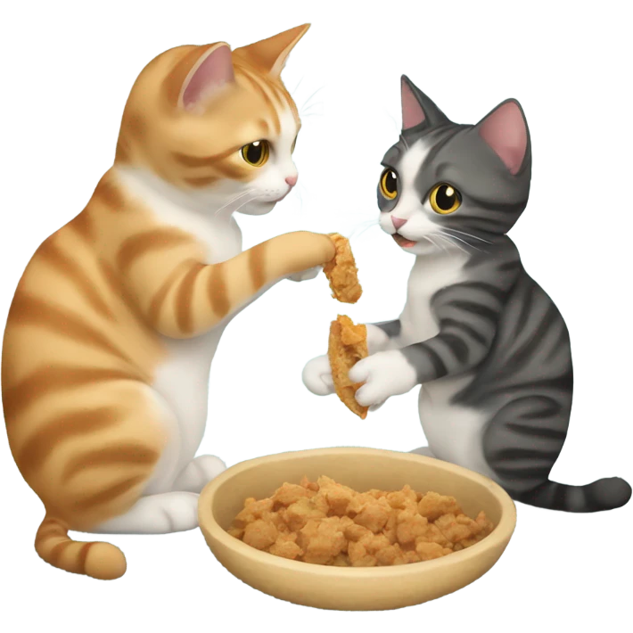 cat feeding another cat a wing emoji