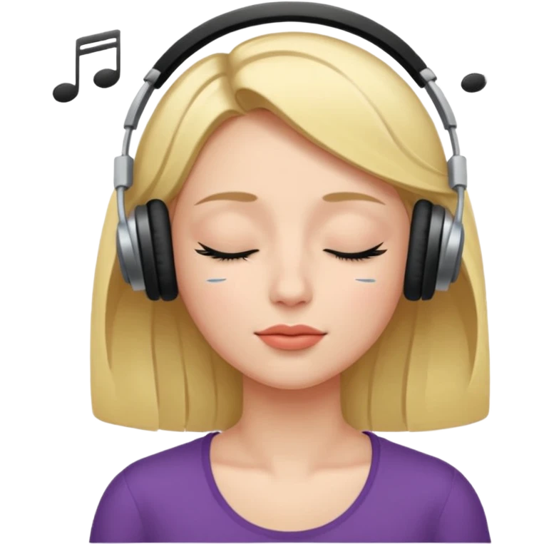 Una mujer escucha música con los ojos cerrados  emoji